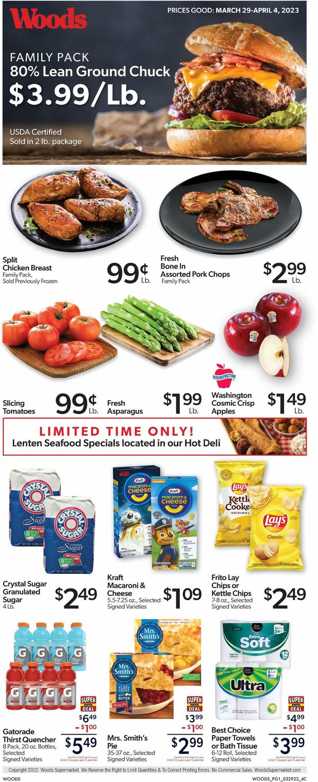 Woods Supermarket Ad from 03/29/2023