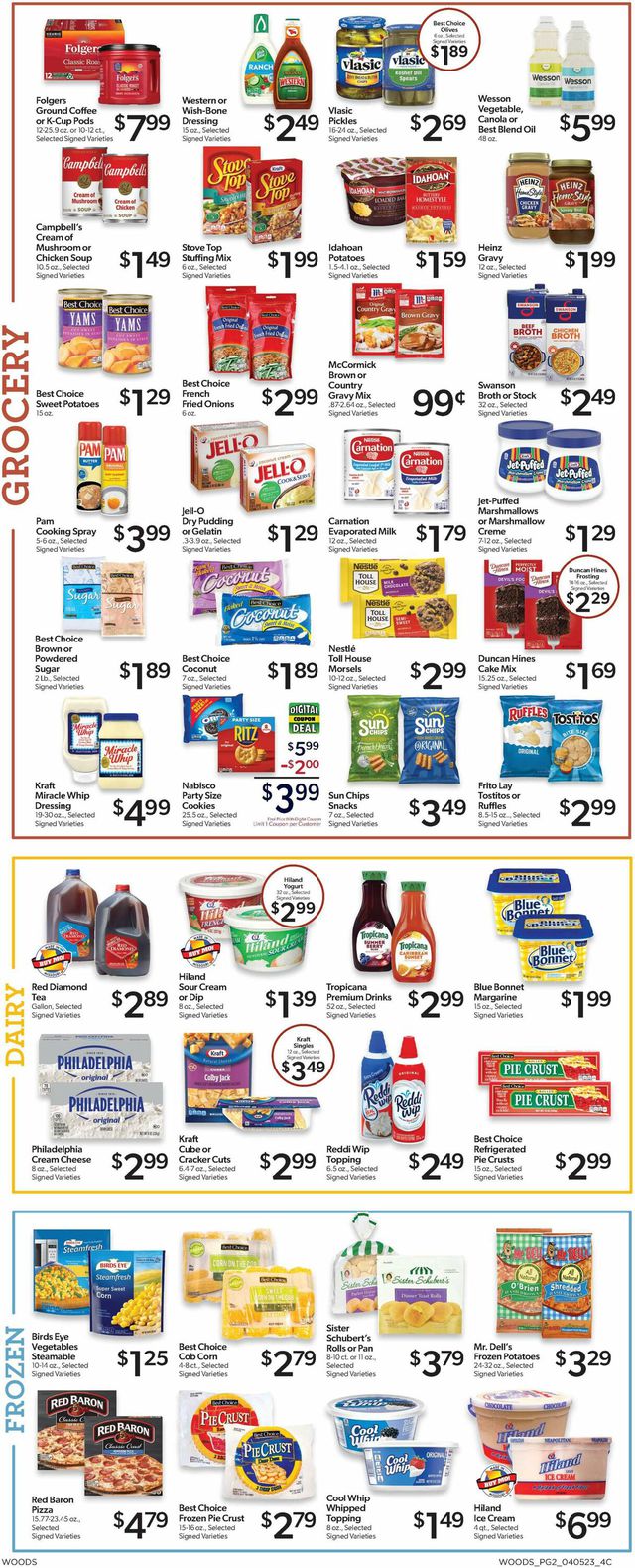 Woods Supermarket Ad from 04/05/2023