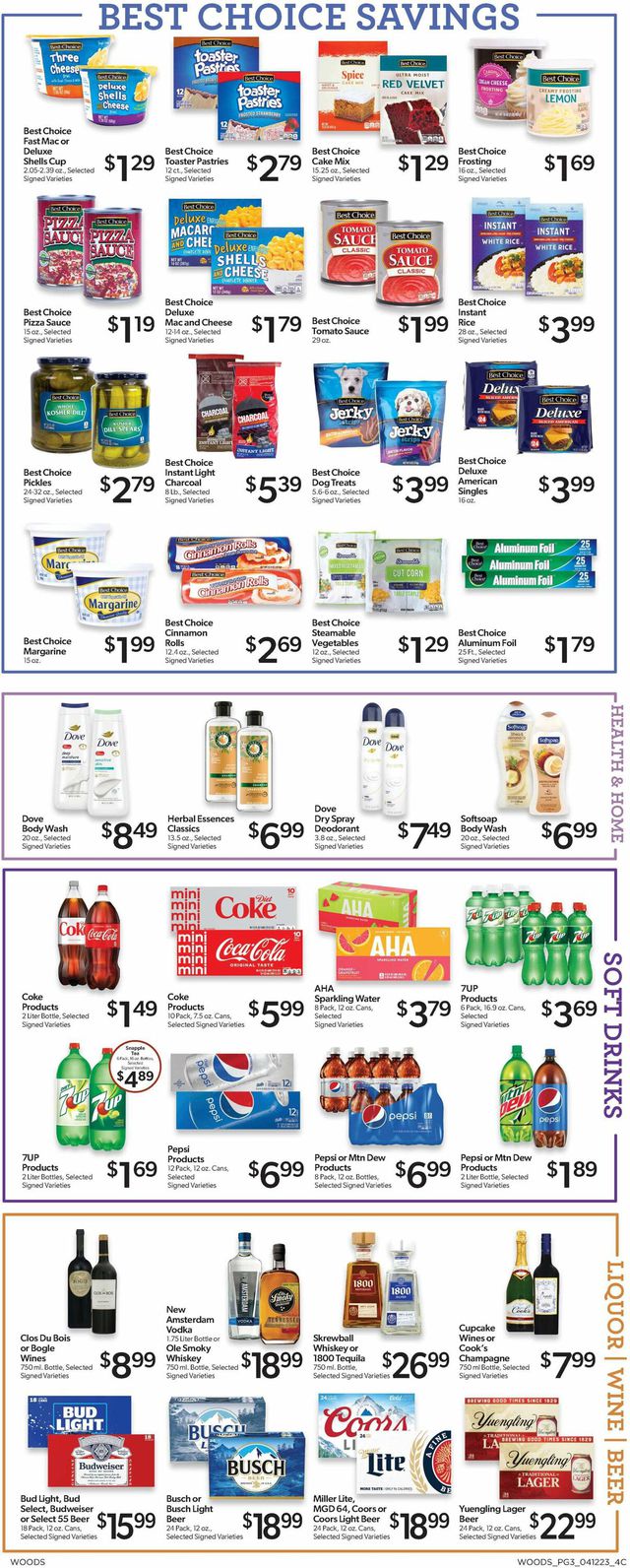 Woods Supermarket Ad from 04/12/2023