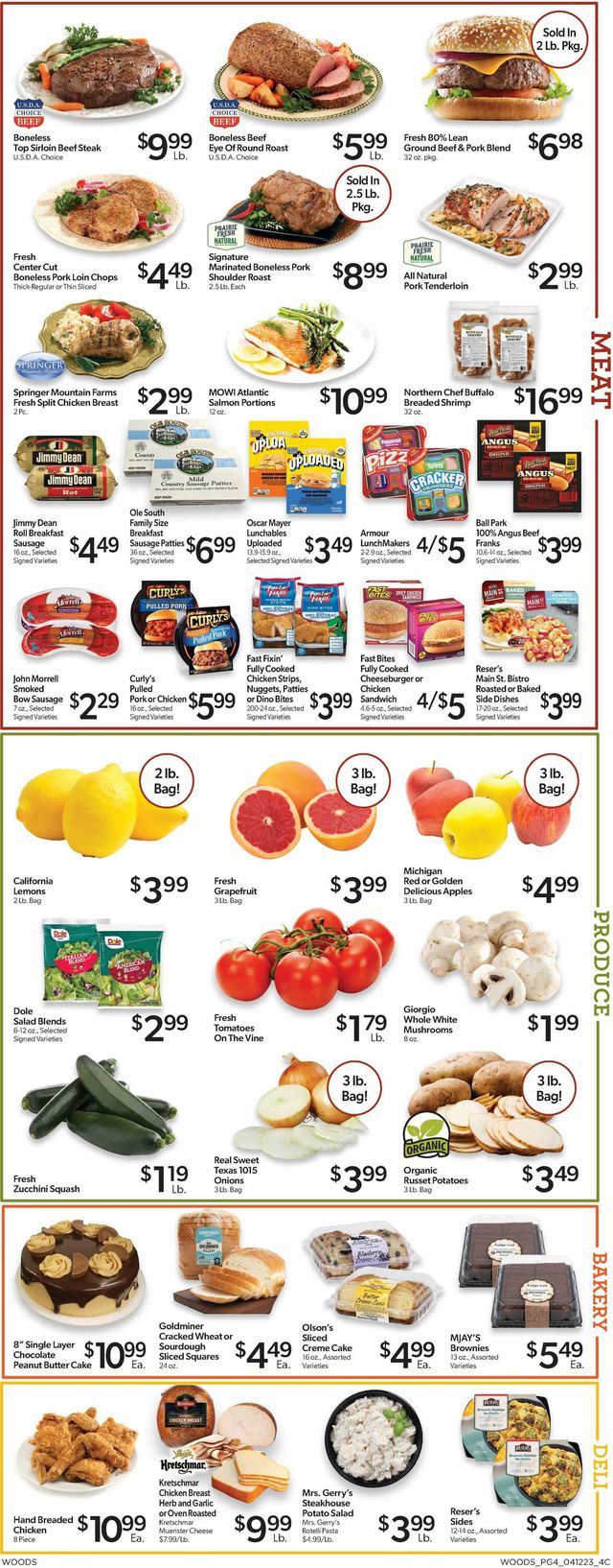 Woods Supermarket Ad from 04/12/2023