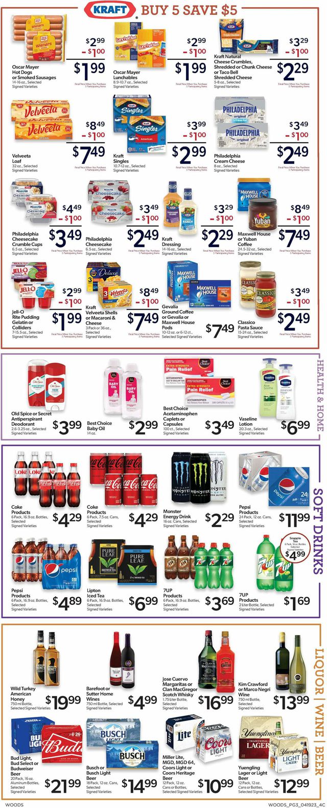 Woods Supermarket Ad from 04/19/2023
