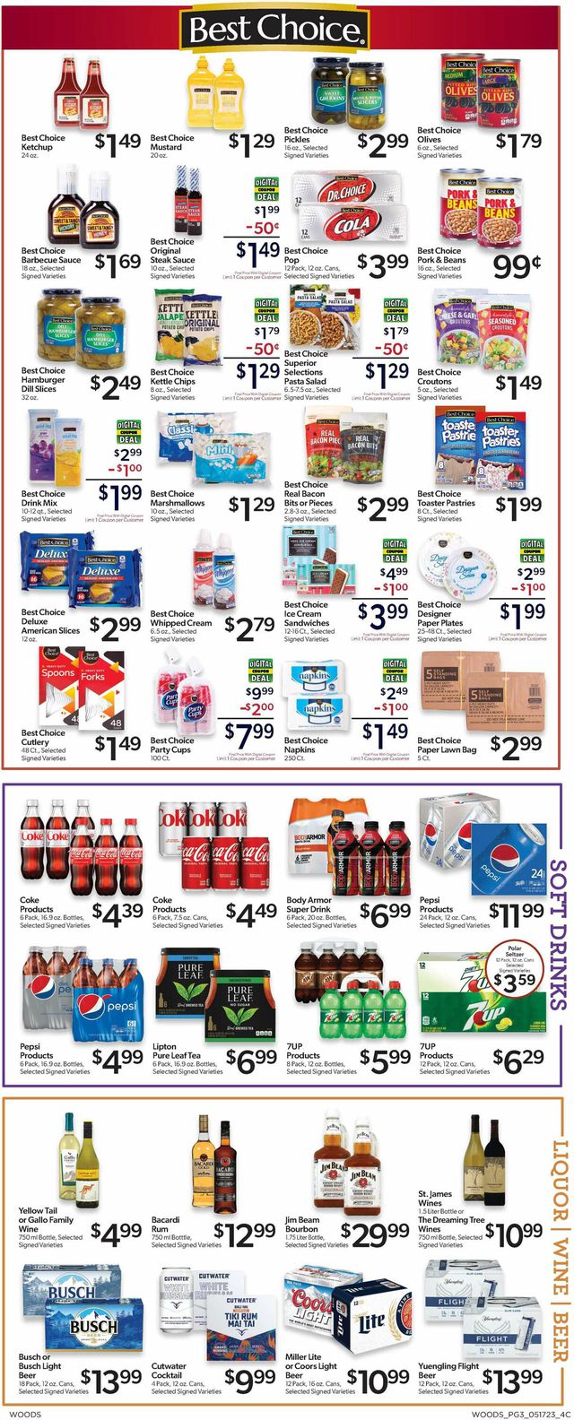 Woods Supermarket Ad from 05/17/2023