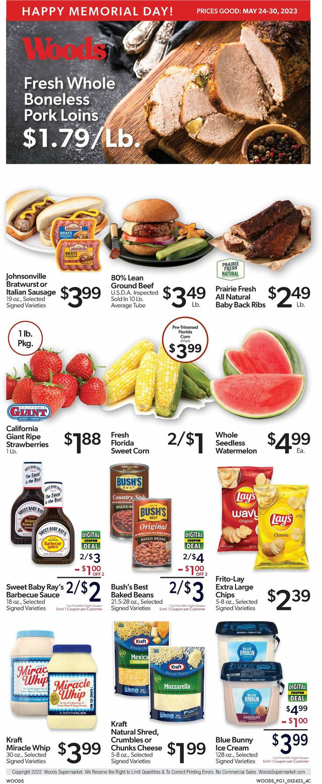 Woods Supermarket Ad from 05/24/2023