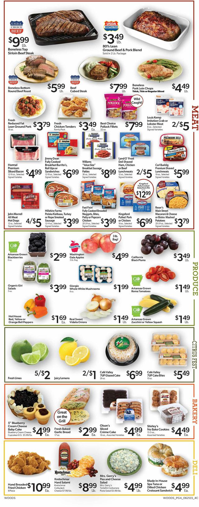 Woods Supermarket Ad from 06/21/2023
