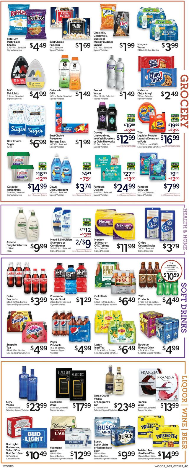 Woods Supermarket Ad from 07/05/2023