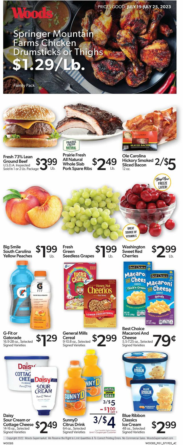 Woods Supermarket Ad from 07/19/2023