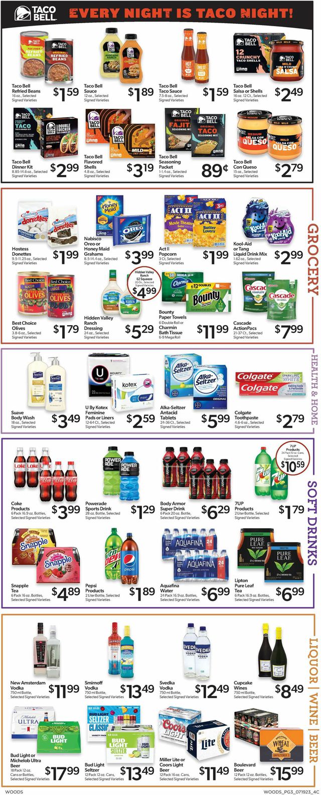 Woods Supermarket Ad from 07/19/2023