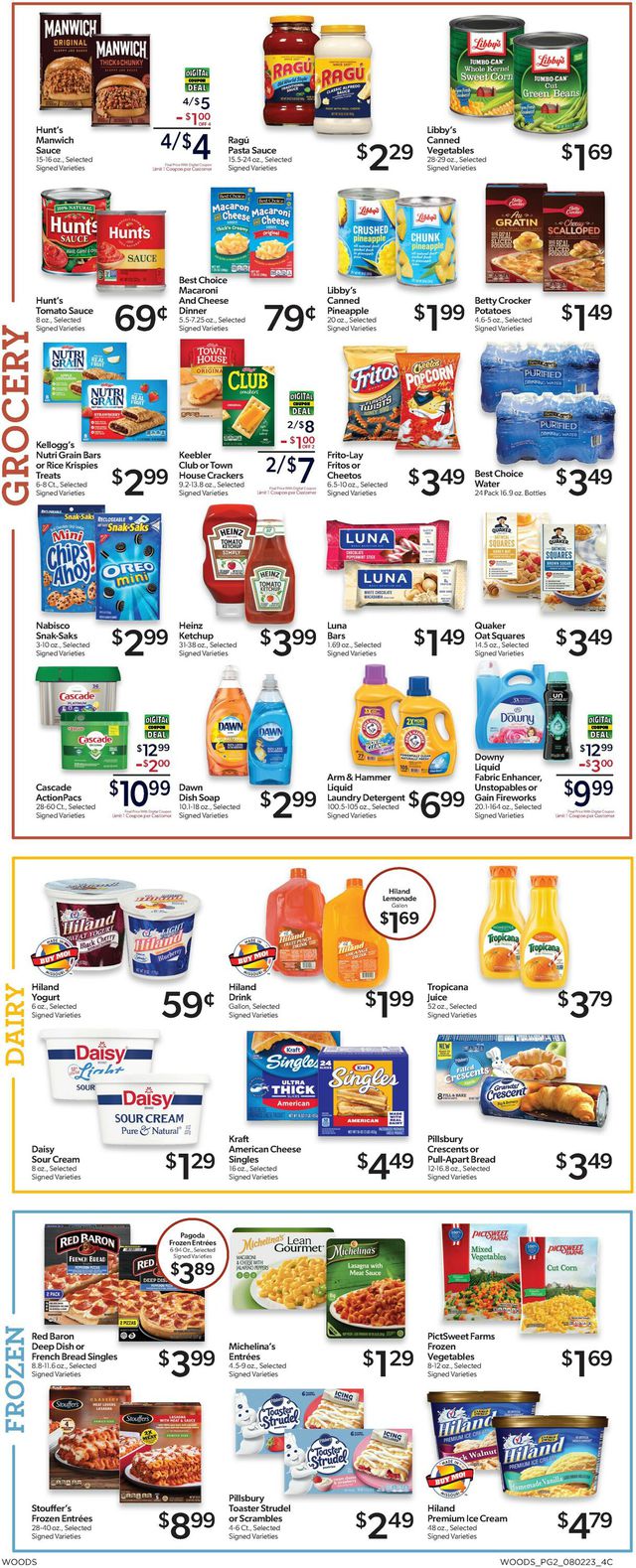 Woods Supermarket Ad from 08/02/2023