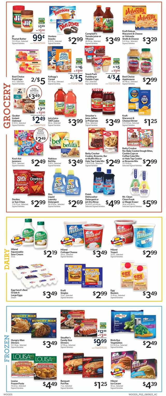 Woods Supermarket Ad from 08/09/2023