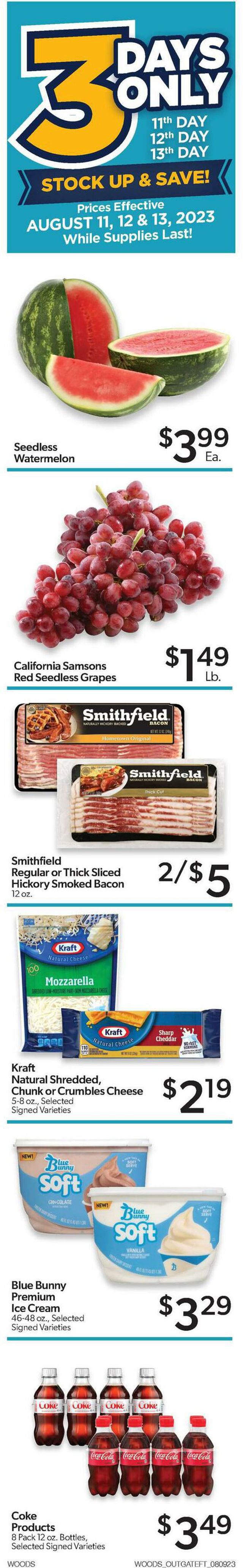 Woods Supermarket Ad from 08/09/2023