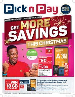 Catalogue Pick n Pay Holidays 2020 from 2020/11/02
