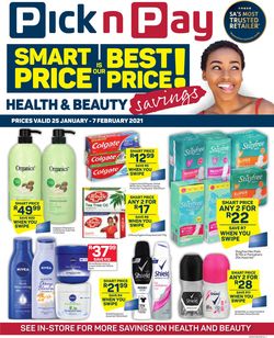 Catalogue Pick n Pay Savings on Health and Beauty 2021 from 2021/01/25