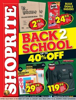 Catalogue Shoprite Back 2 School from 2019/12/30